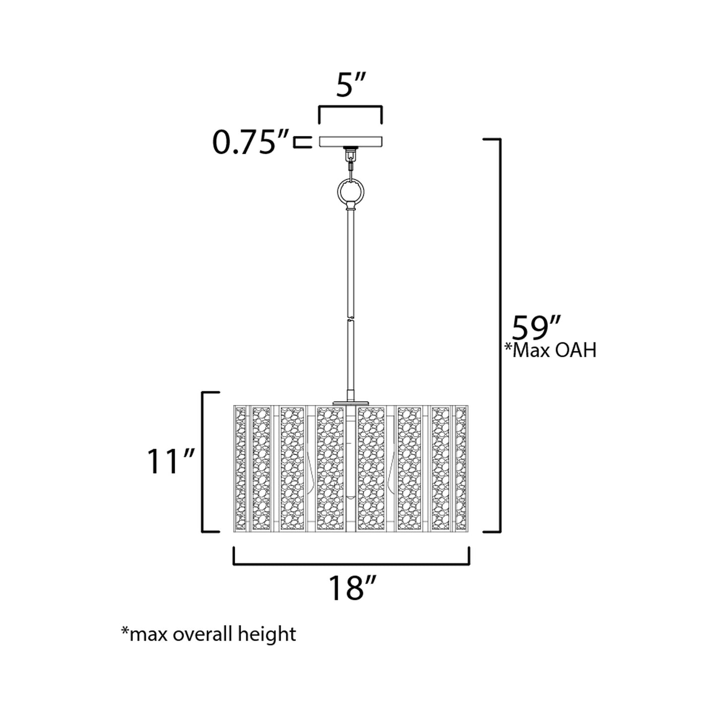 Miramar Pendant Light - line drawing.