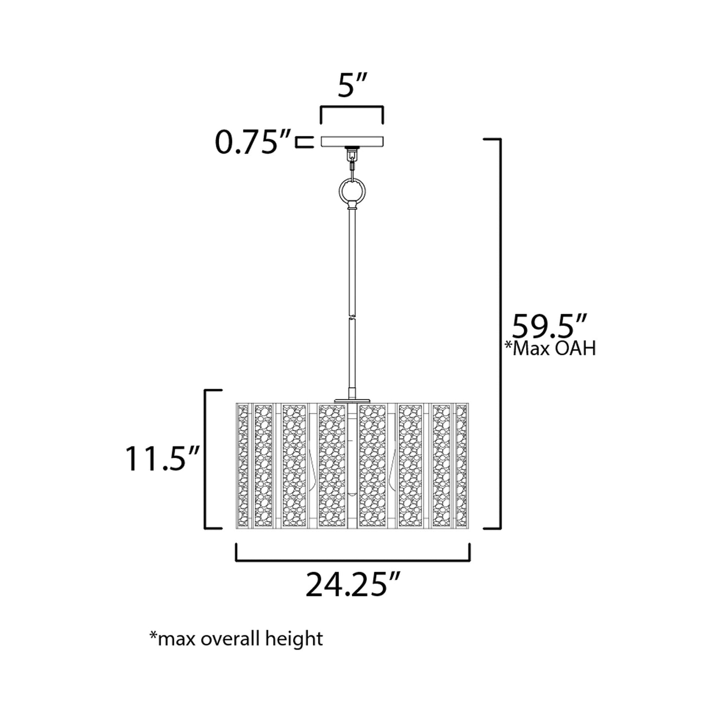 Miramar Pendant Light - line drawing.