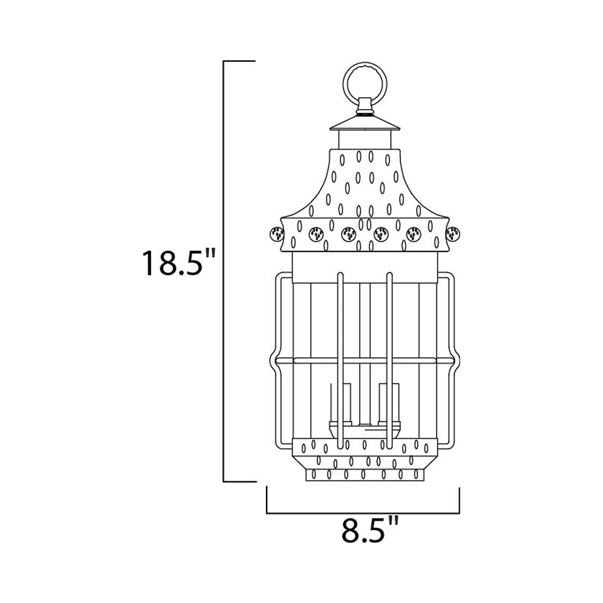 Nantucket Outdoor Pendant Light - line drawing.