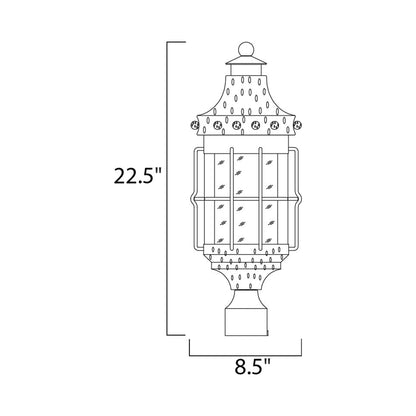 Nantucket Outdoor Post Light - line drawing.