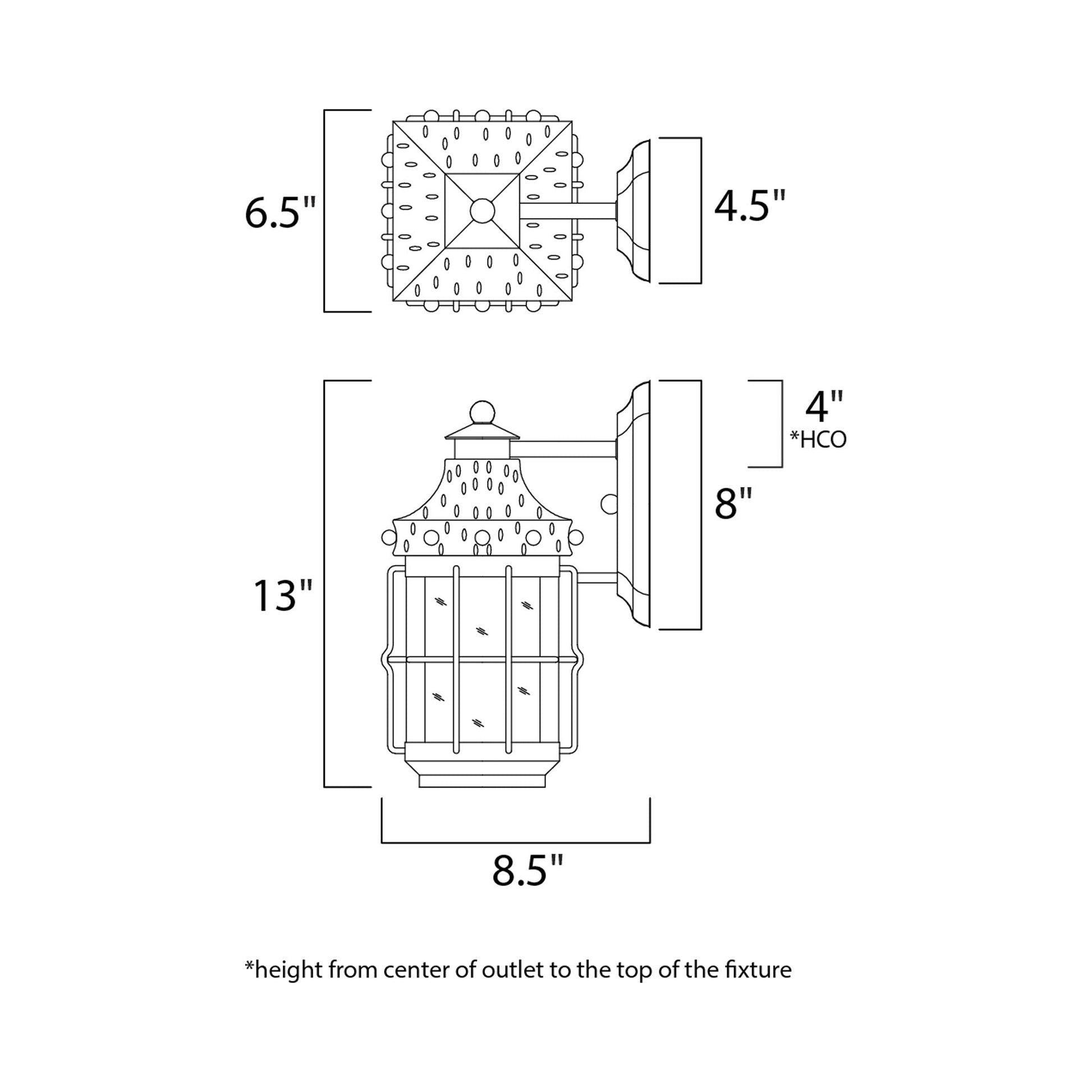 Nantucket Outdoor Wall Light - line drawing.