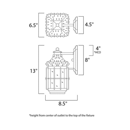Nantucket Outdoor Wall Light - line drawing.