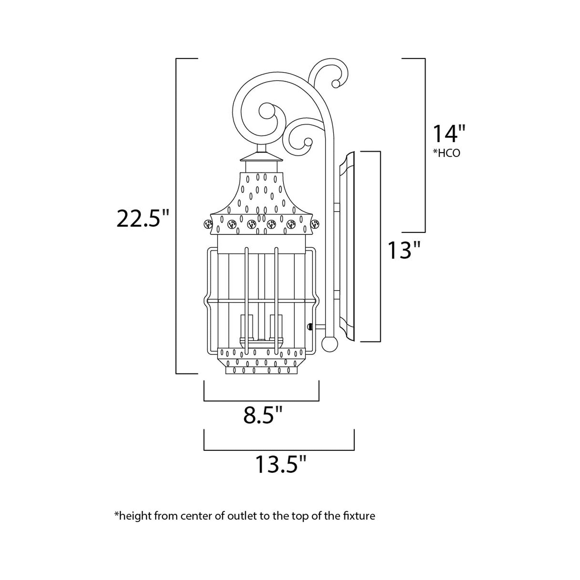 Nantucket Outdoor Wall Light - line drawing.