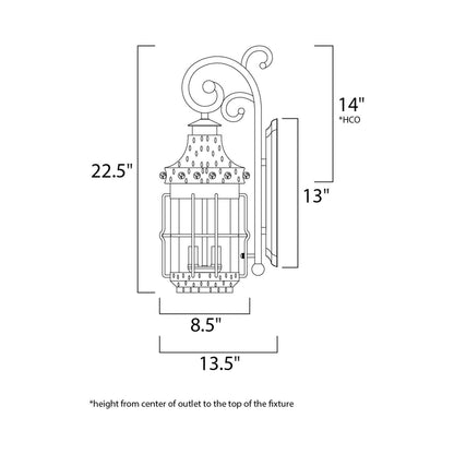 Nantucket Outdoor Wall Light - line drawing.