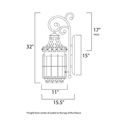 Nantucket Outdoor Wall Light - line drawing.
