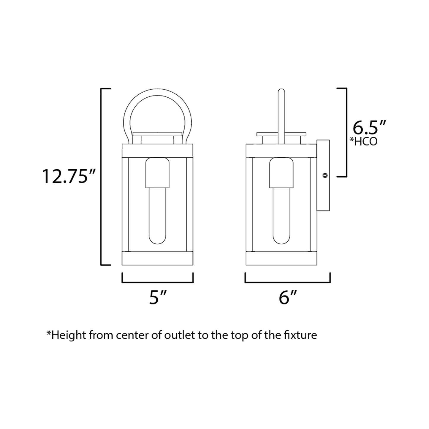 Nassau Outdoor Wall Light - line drawing.