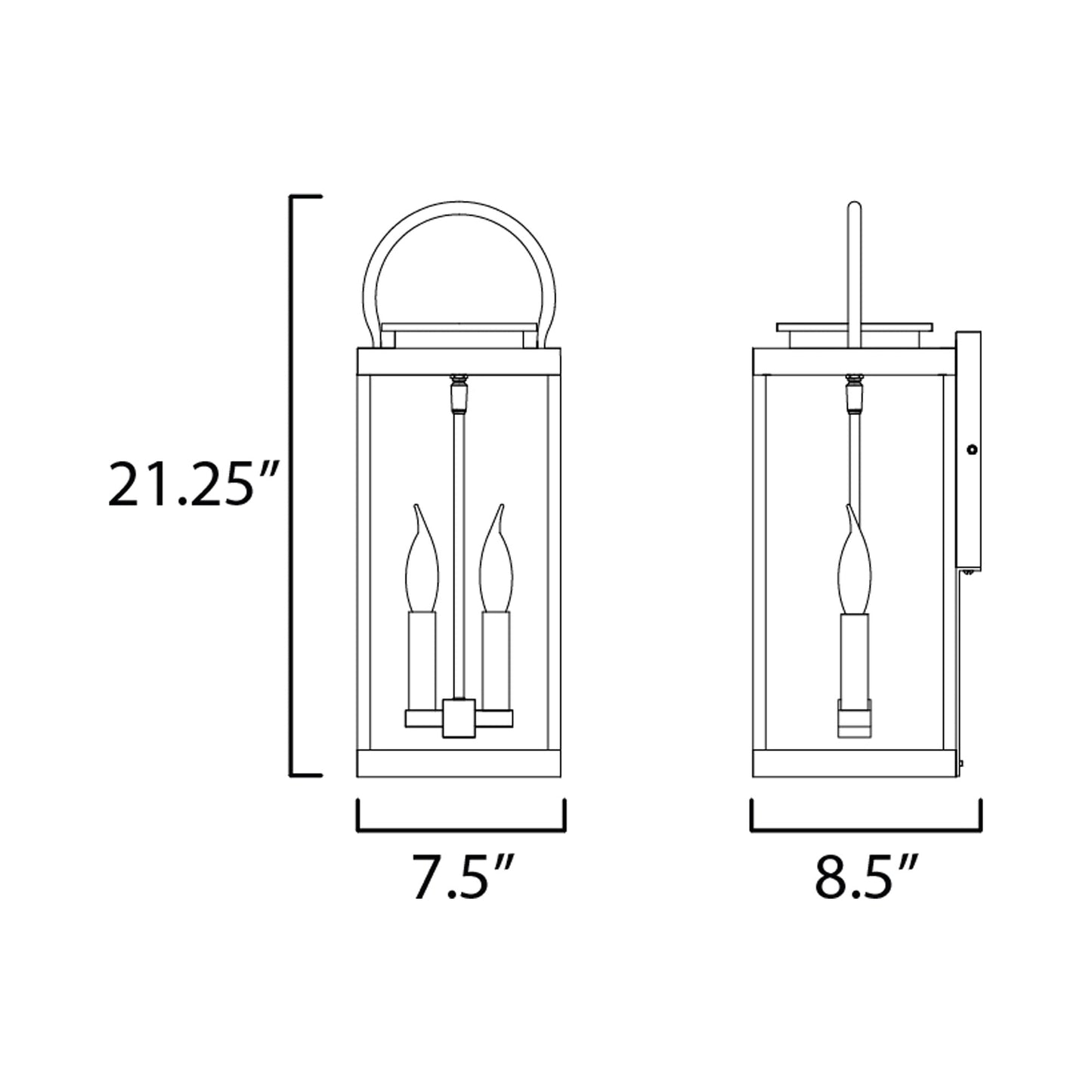 Nassau Outdoor Wall Light - line drawing.