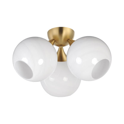 Neve Semi Flush Mount Ceiling Light in Natural Aged Brass.