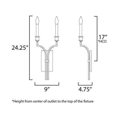 Normandy Arm Bath Wall Light - line drawing.