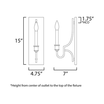 Normandy Bath Wall Light - line drawing.