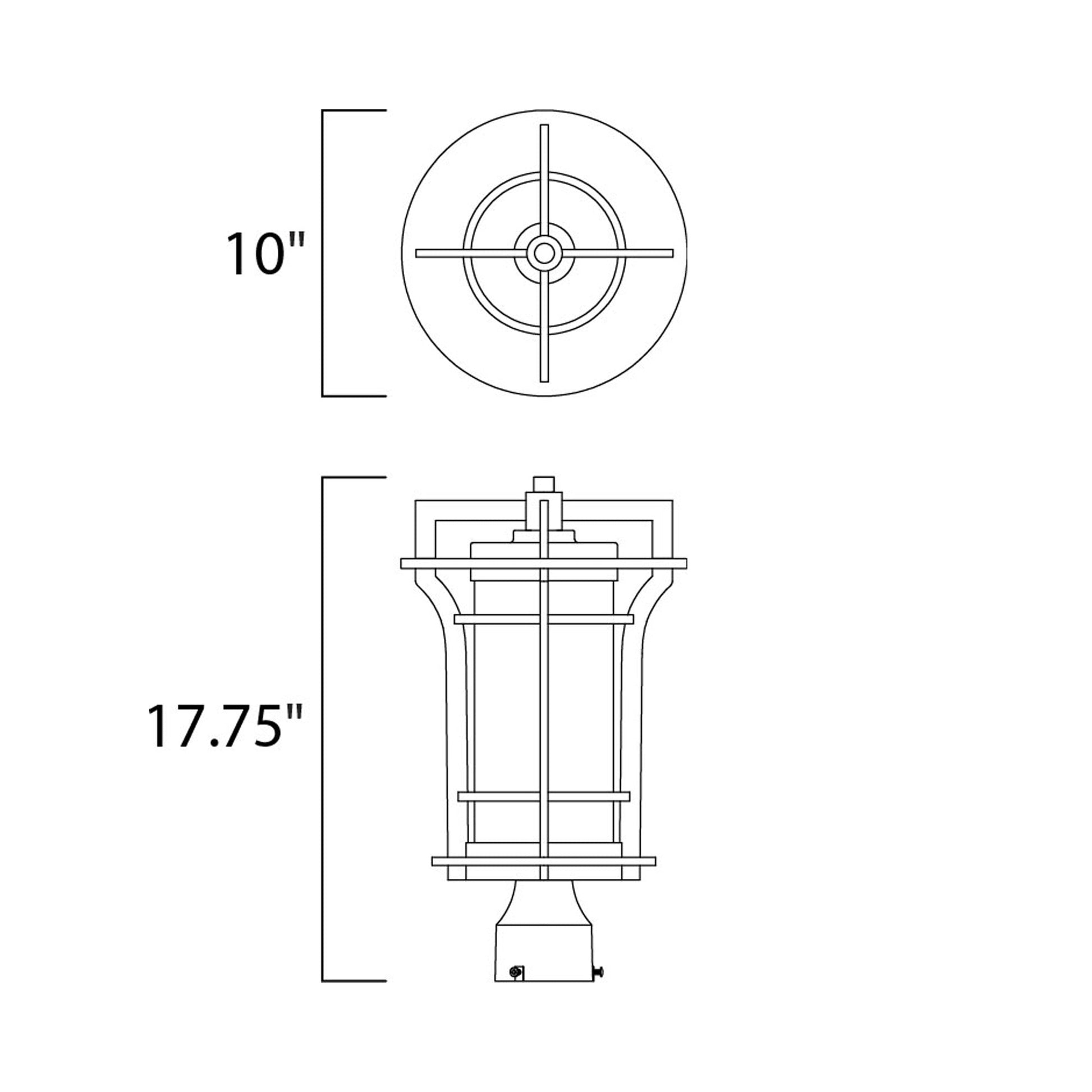 Oakville Outdoor Post Light - line drawing.