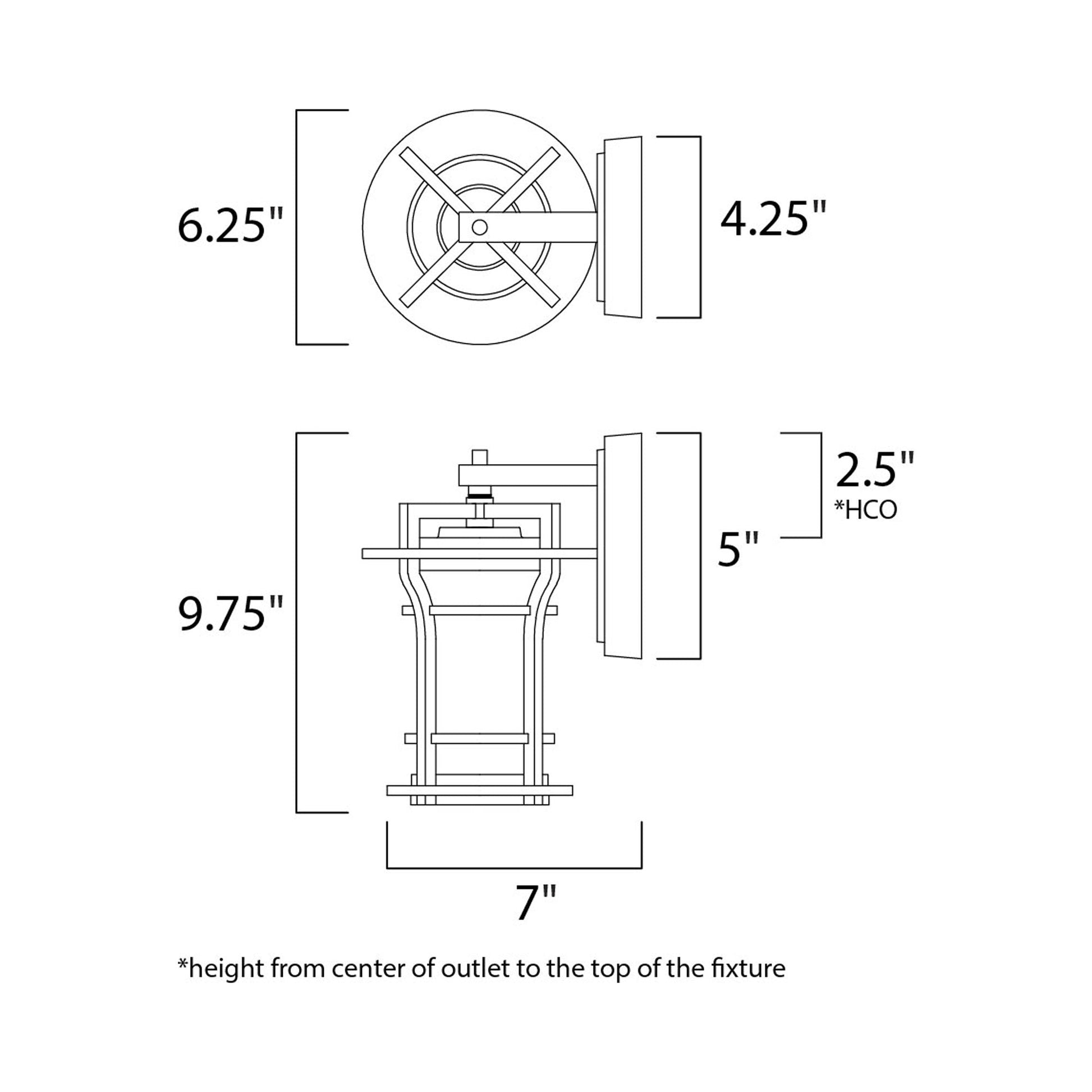 Oakville Outdoor Wall Light - line drawing.