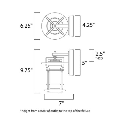 Oakville Outdoor Wall Light - line drawing.