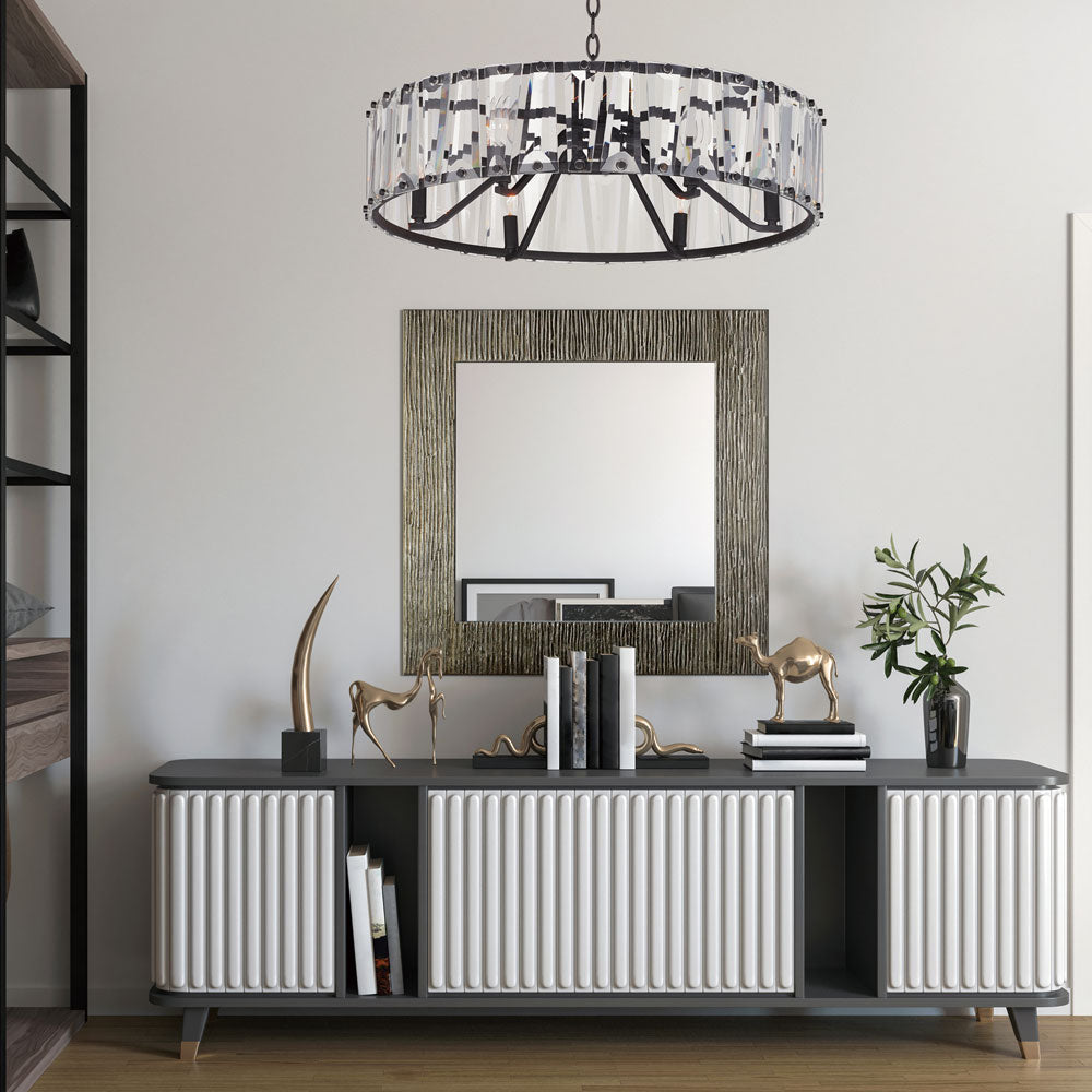 Odeon Chandelier in living room.