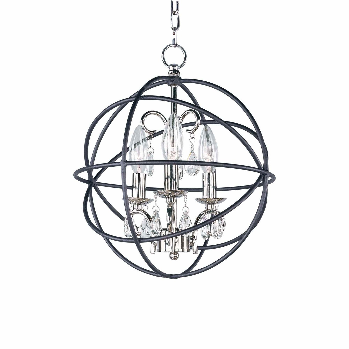 Orbit Pendant Light in Anthracite/Polished Nickel (3-Light).