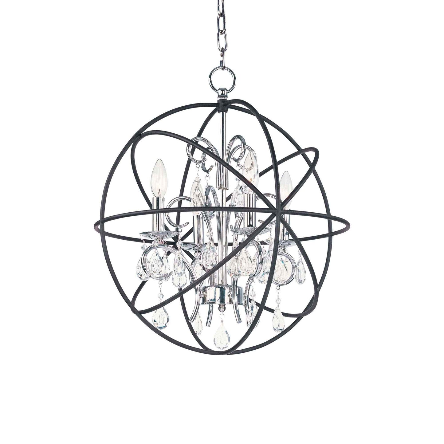 Orbit Pendant Light in Anthracite/Polished Nickel (4-Light).