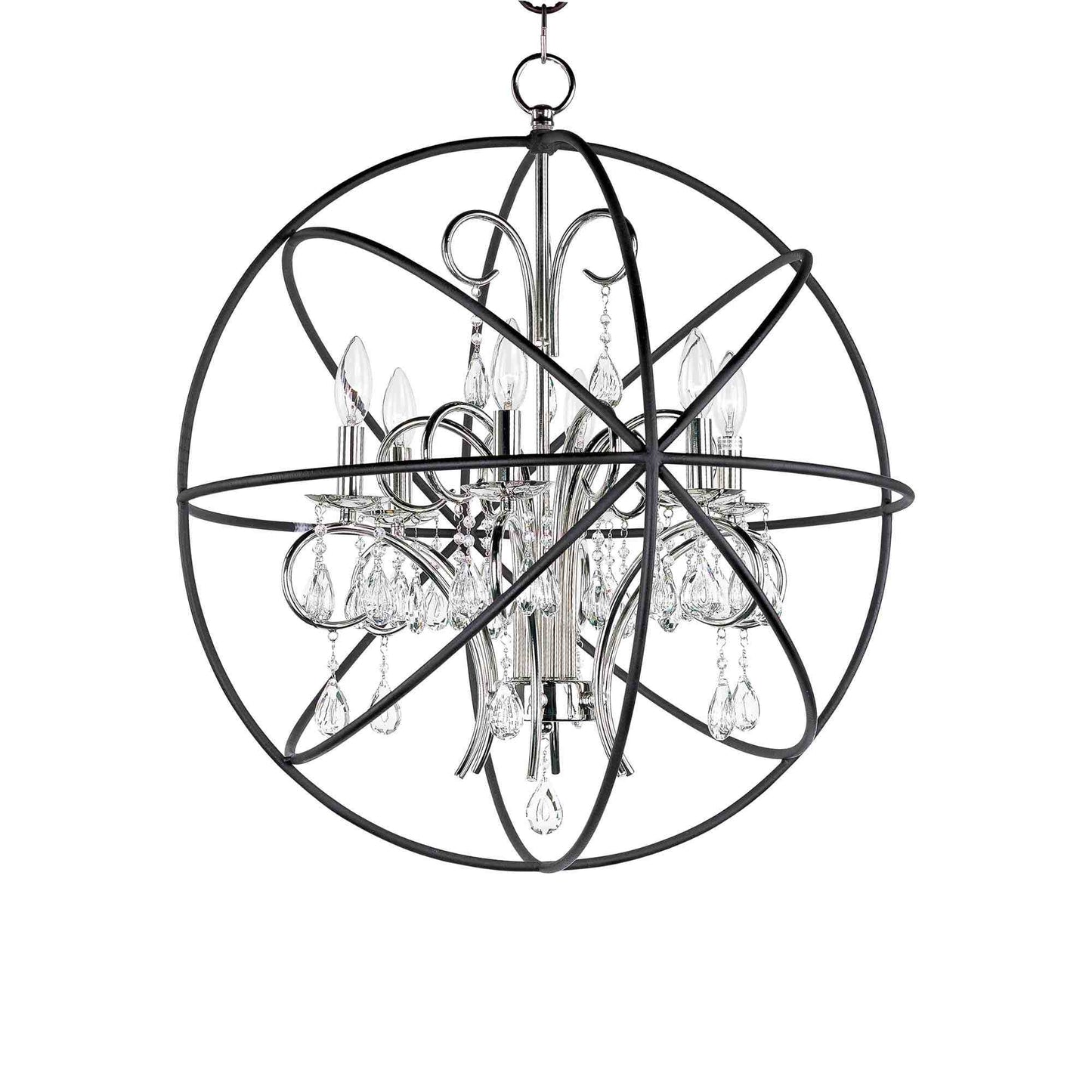 Orbit Pendant Light in Anthracite/Polished Nickel (6-Light).