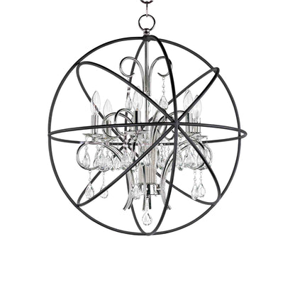 Orbit Pendant Light in Anthracite/Polished Nickel (6-Light).