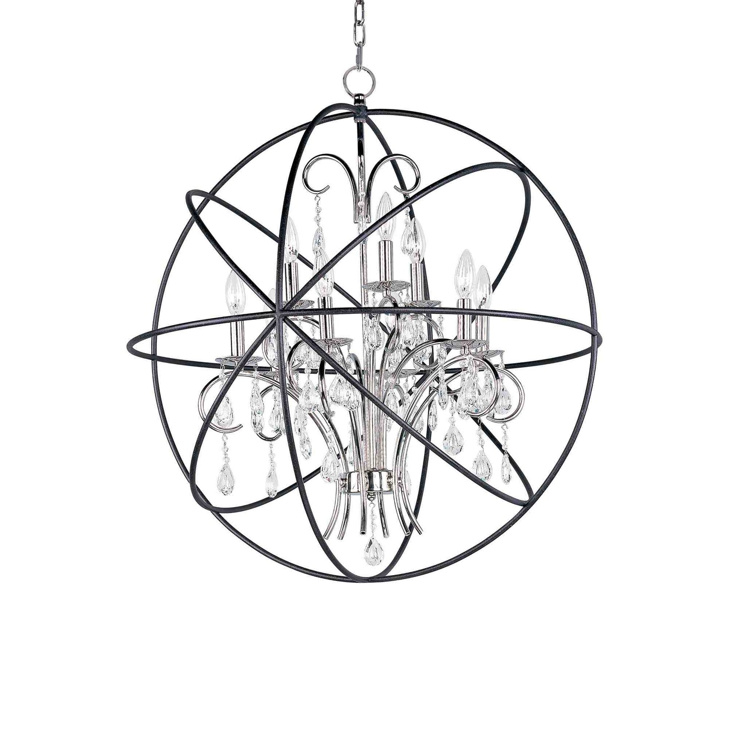 Orbit Pendant Light in Anthracite/Polished Nickel (9-Light).