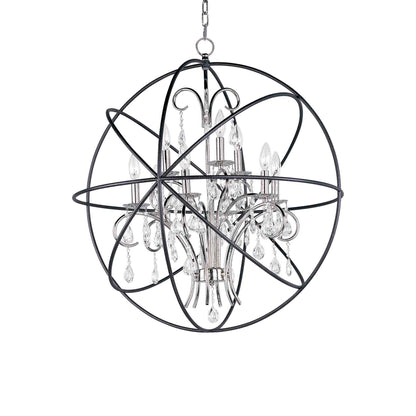 Orbit Pendant Light in Anthracite/Polished Nickel (9-Light).