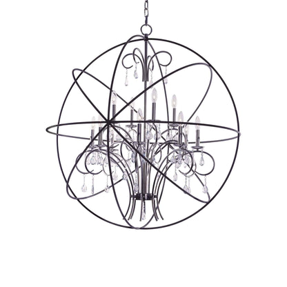 Orbit Pendant Light in Anthracite/Polished Nickel (12-Light).