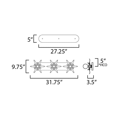 Paloma Bath Vanity Light - line drawing.
