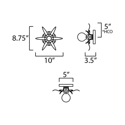 Paloma Bath Wall Light - line drawing.