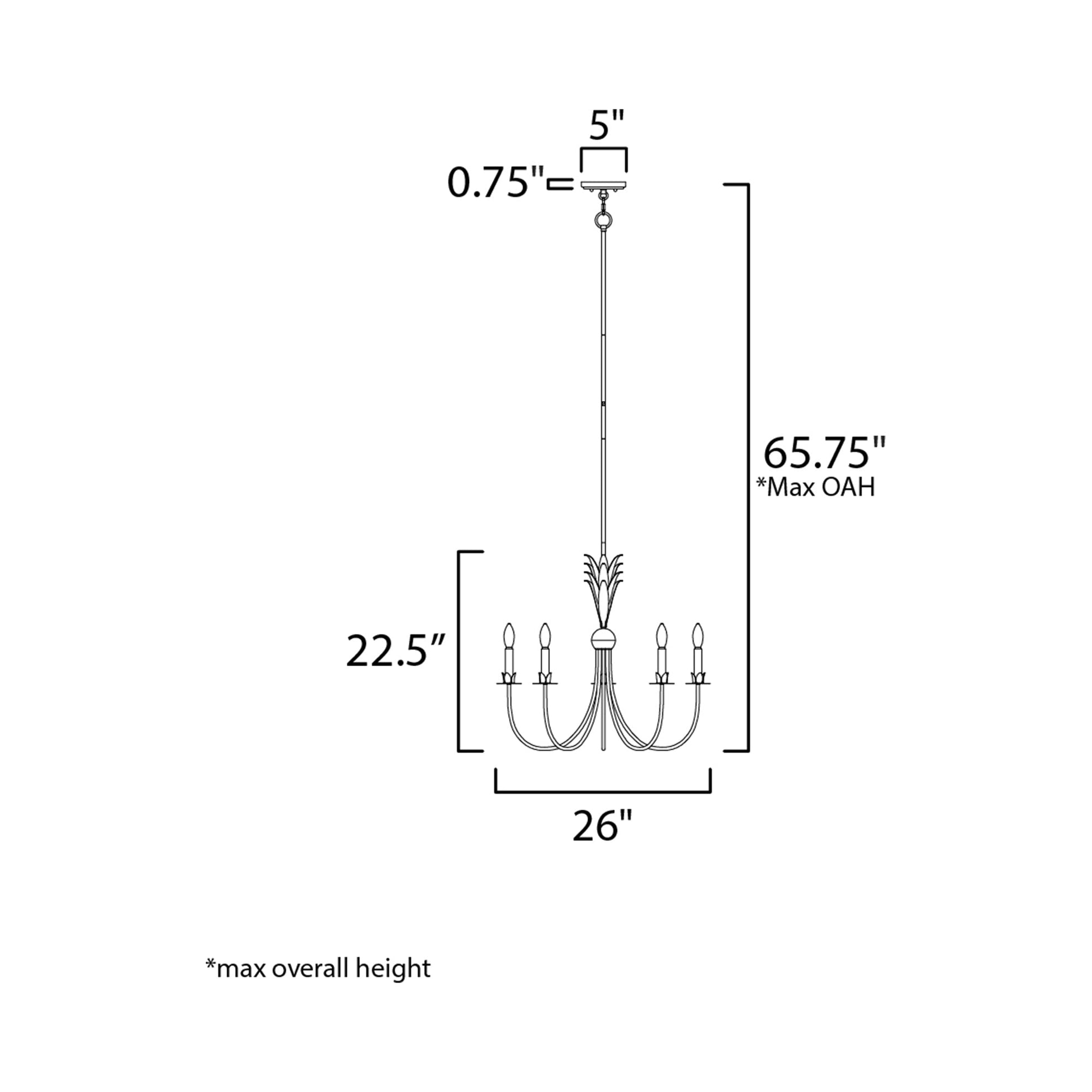 Paloma Chandelier Light - line drawing.