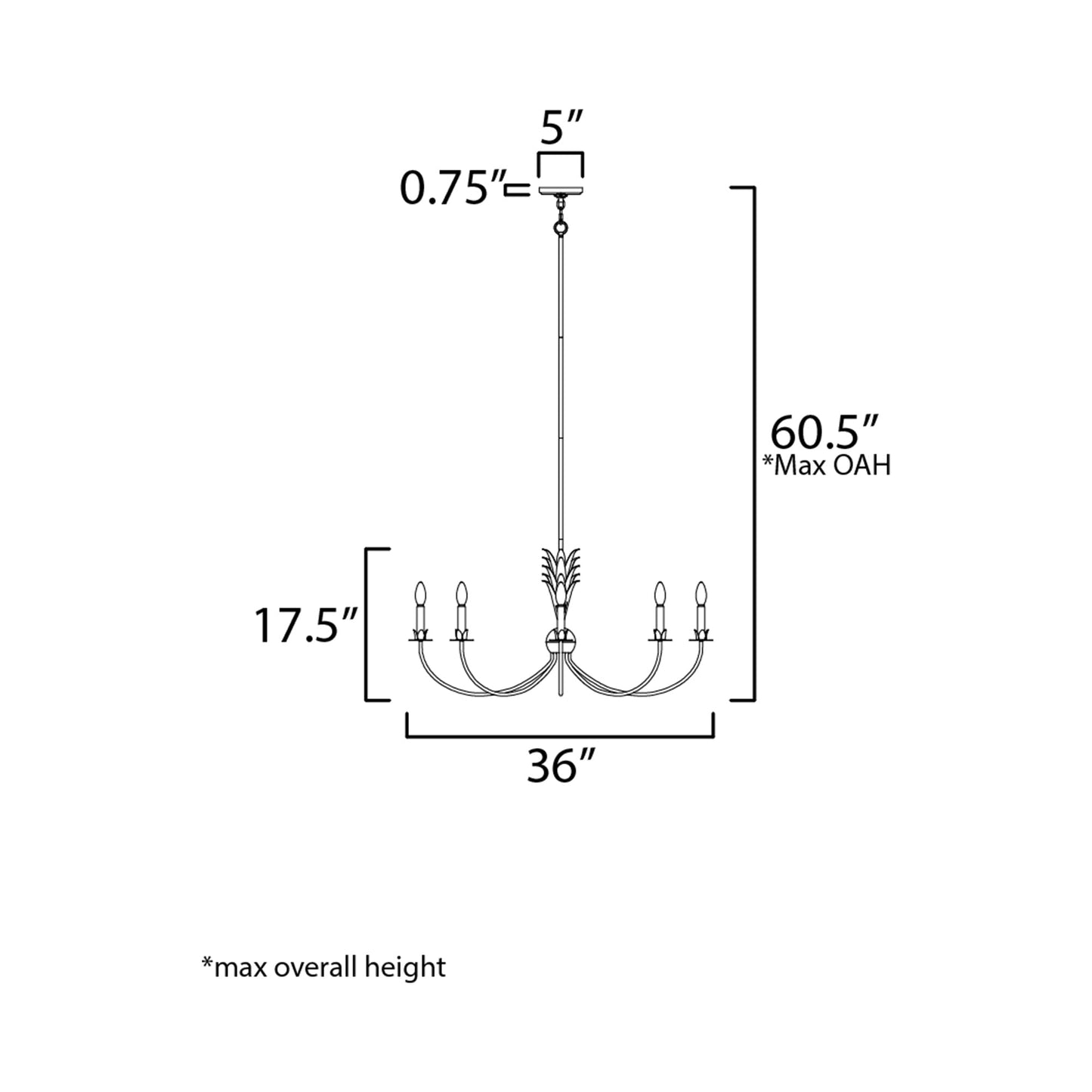 Paloma Chandelier Light - line drawing.