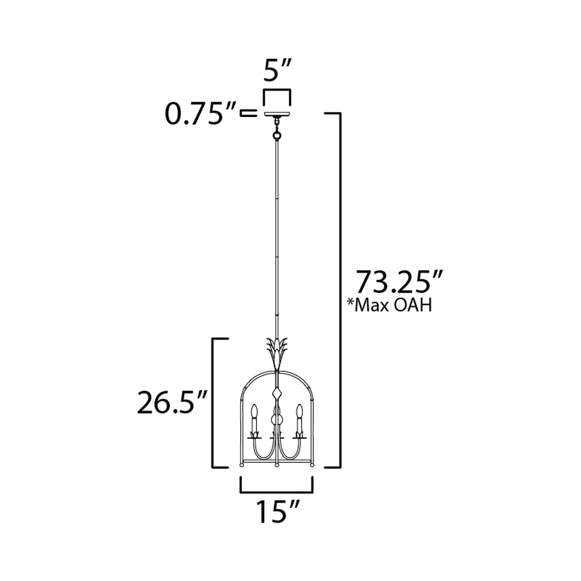 Paloma Entry Foyer Pendant Light - line drawing.