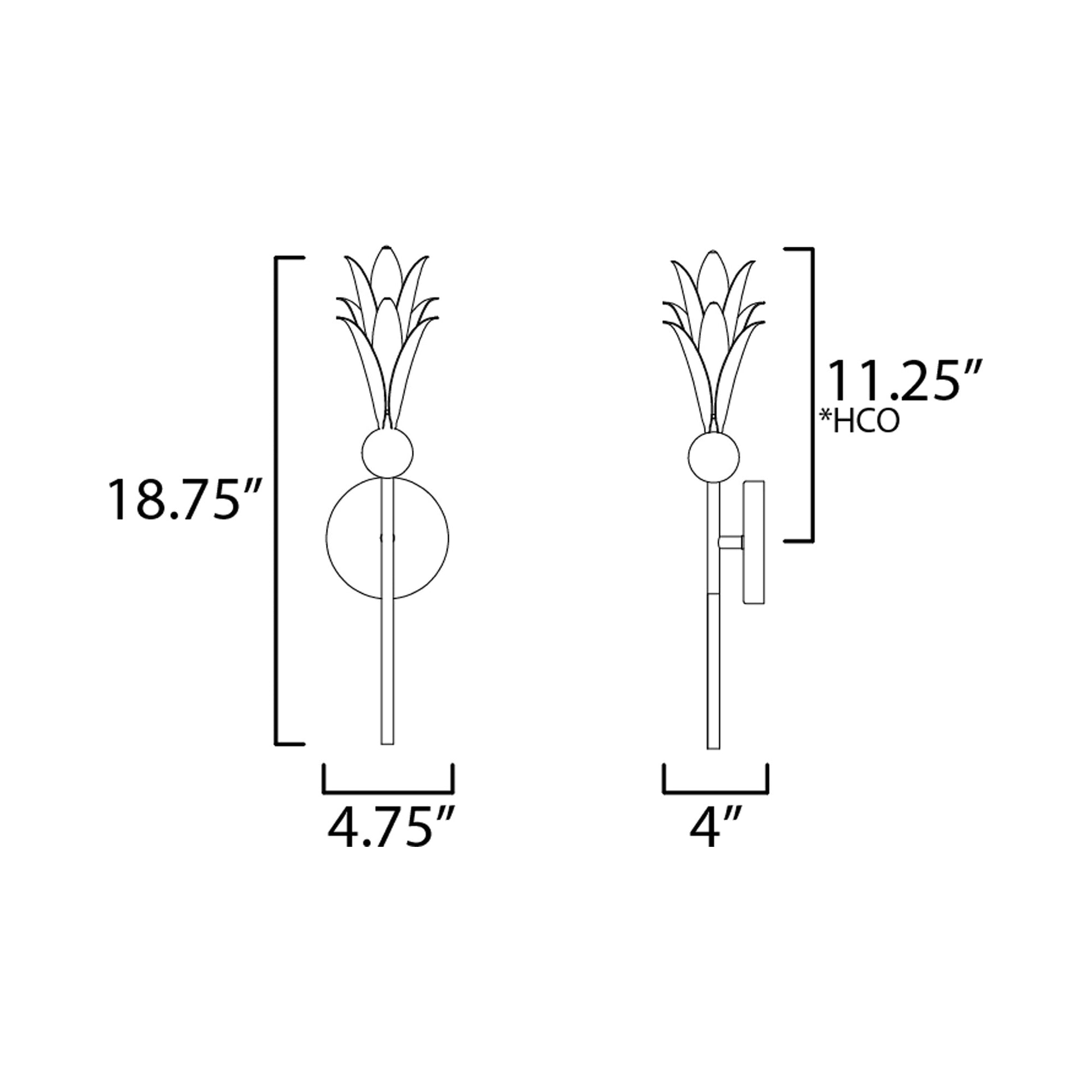 Paloma Leaf Wall Light - line drawing.