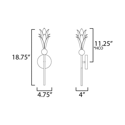 Paloma Leaf Wall Light - line drawing.
