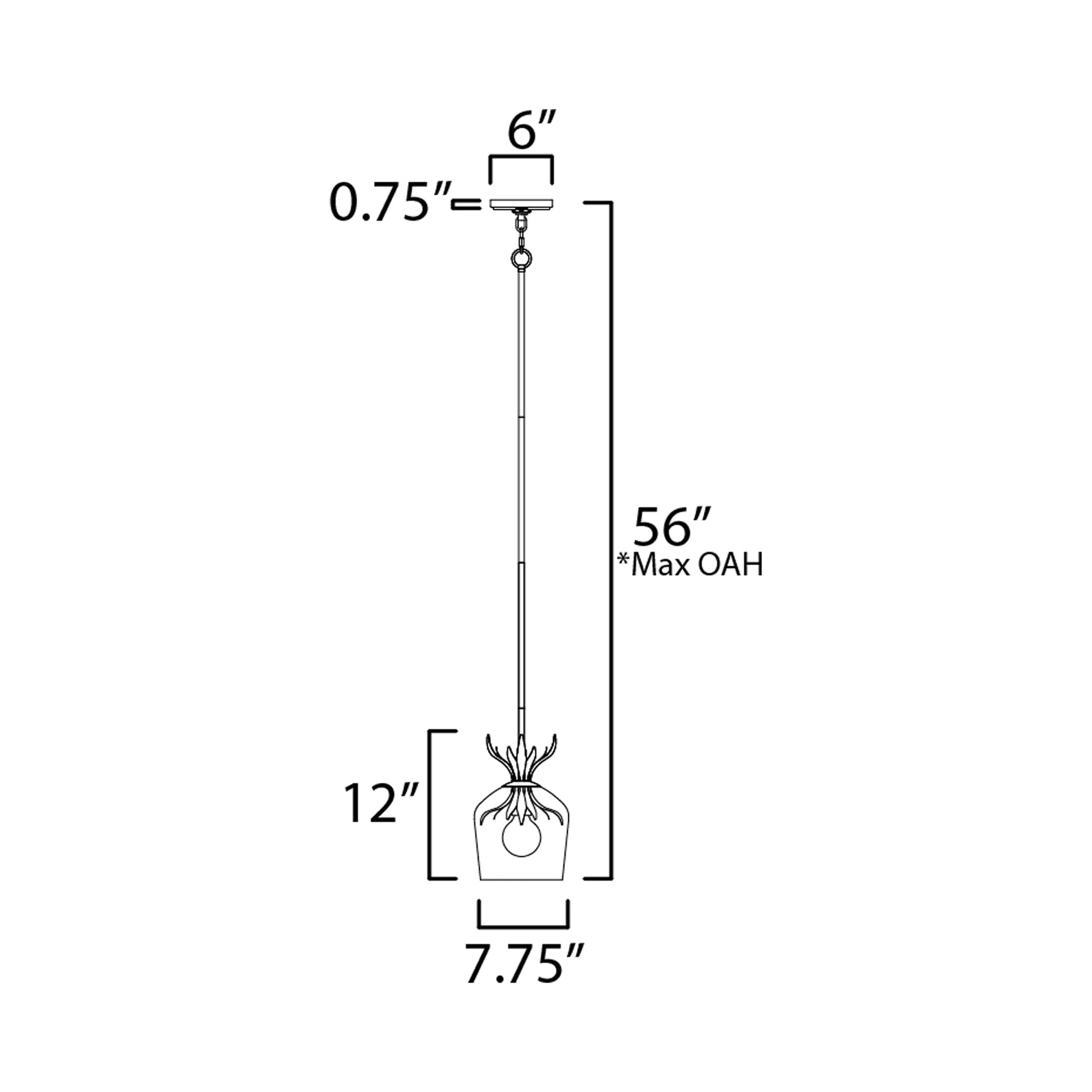 Paloma Pendant Light - line drawing.
