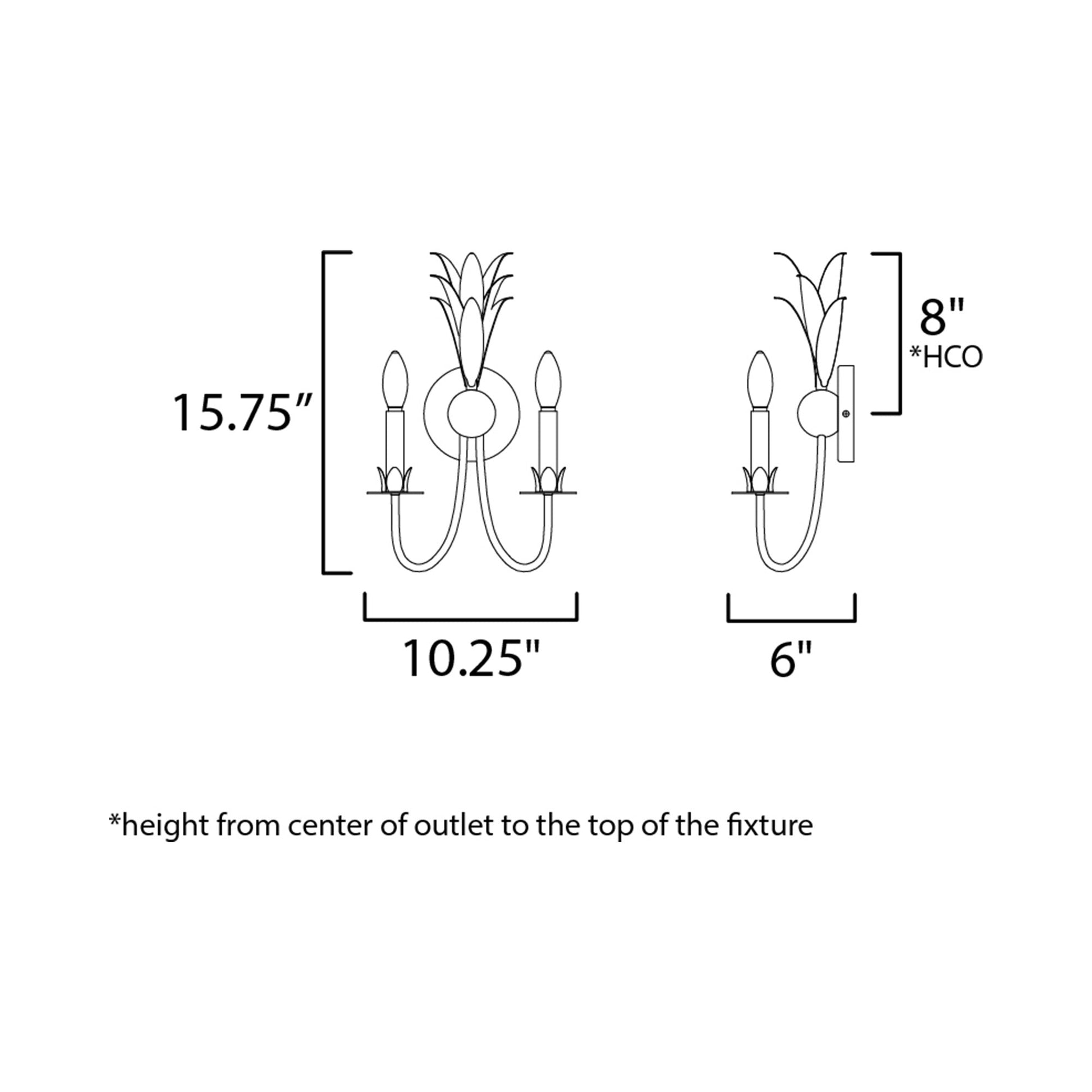Paloma Wall Light - line drawing.