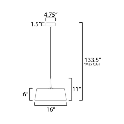 Paramount LED Pendant Light - line drawing.