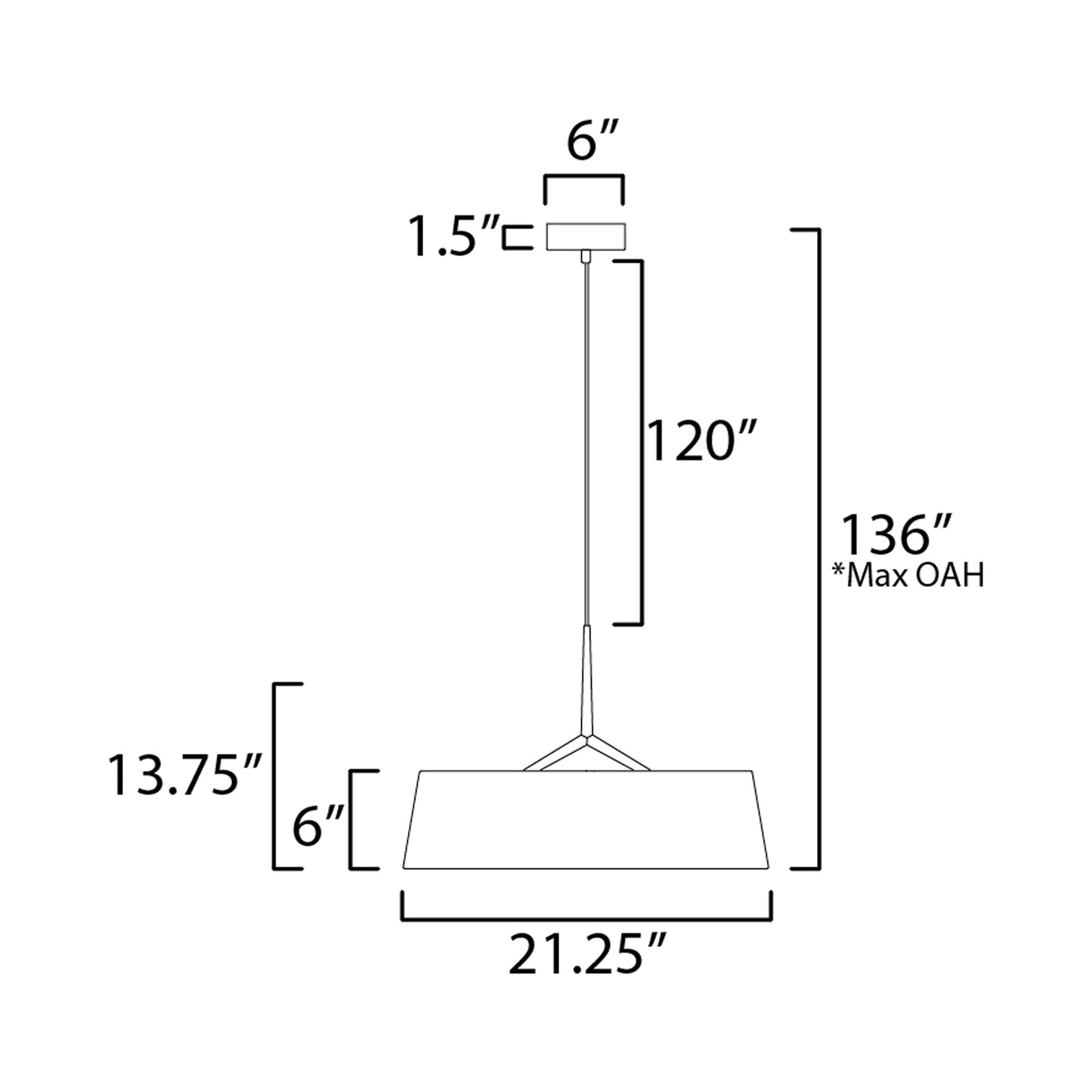 Paramount LED Pendant Light - line drawing.