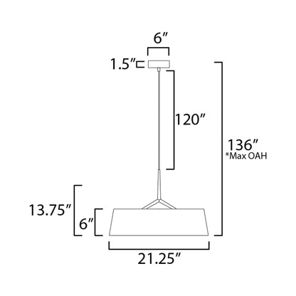 Paramount LED Pendant Light - line drawing.