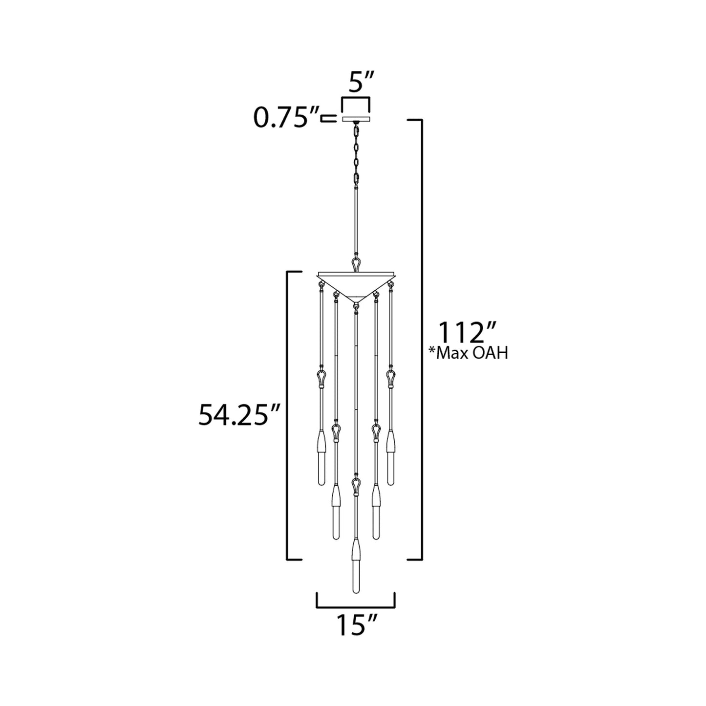 Pioneer Pendant Light - line drawing.