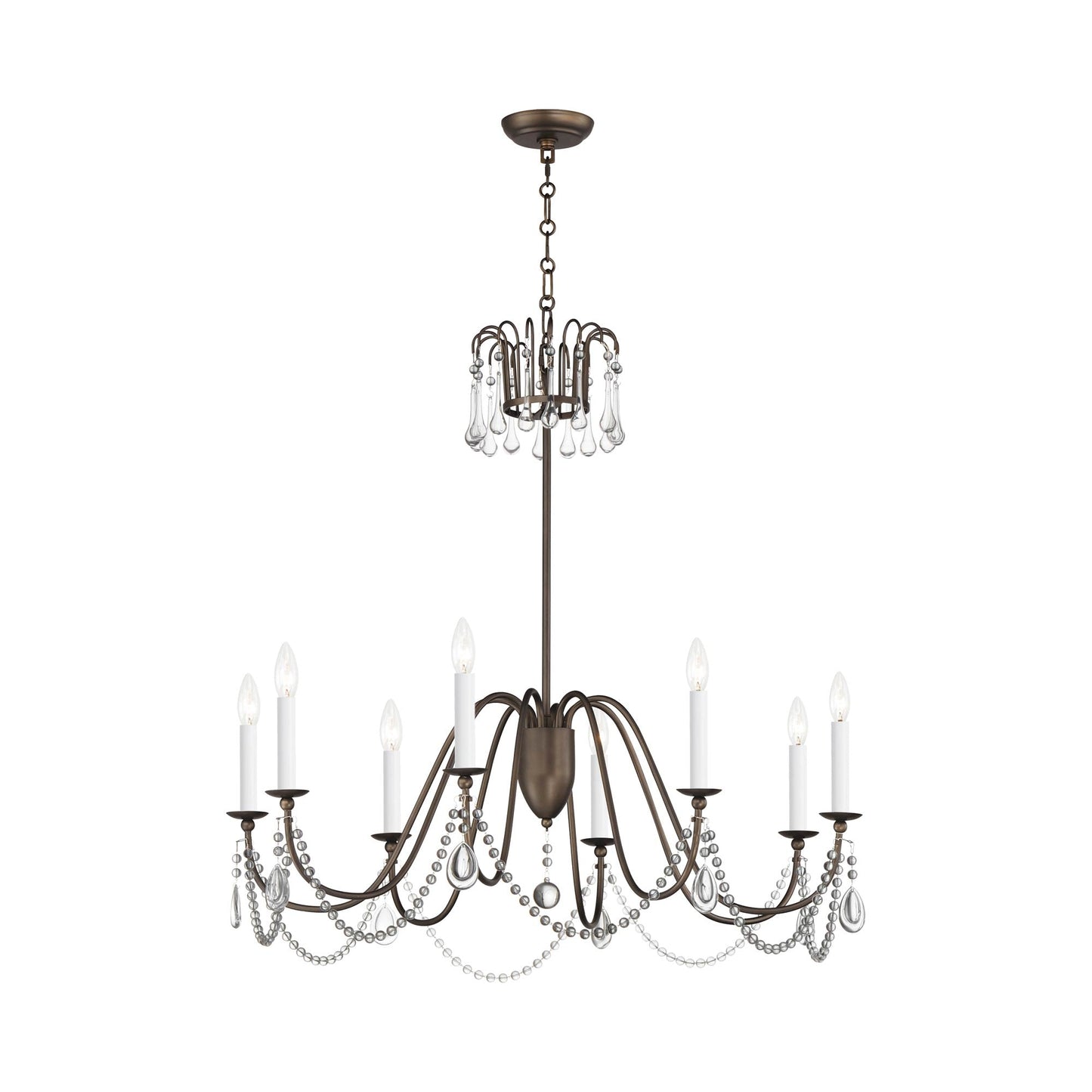 Plumette Chandelier in Chestnut Bronze (8-Light/Crystal).