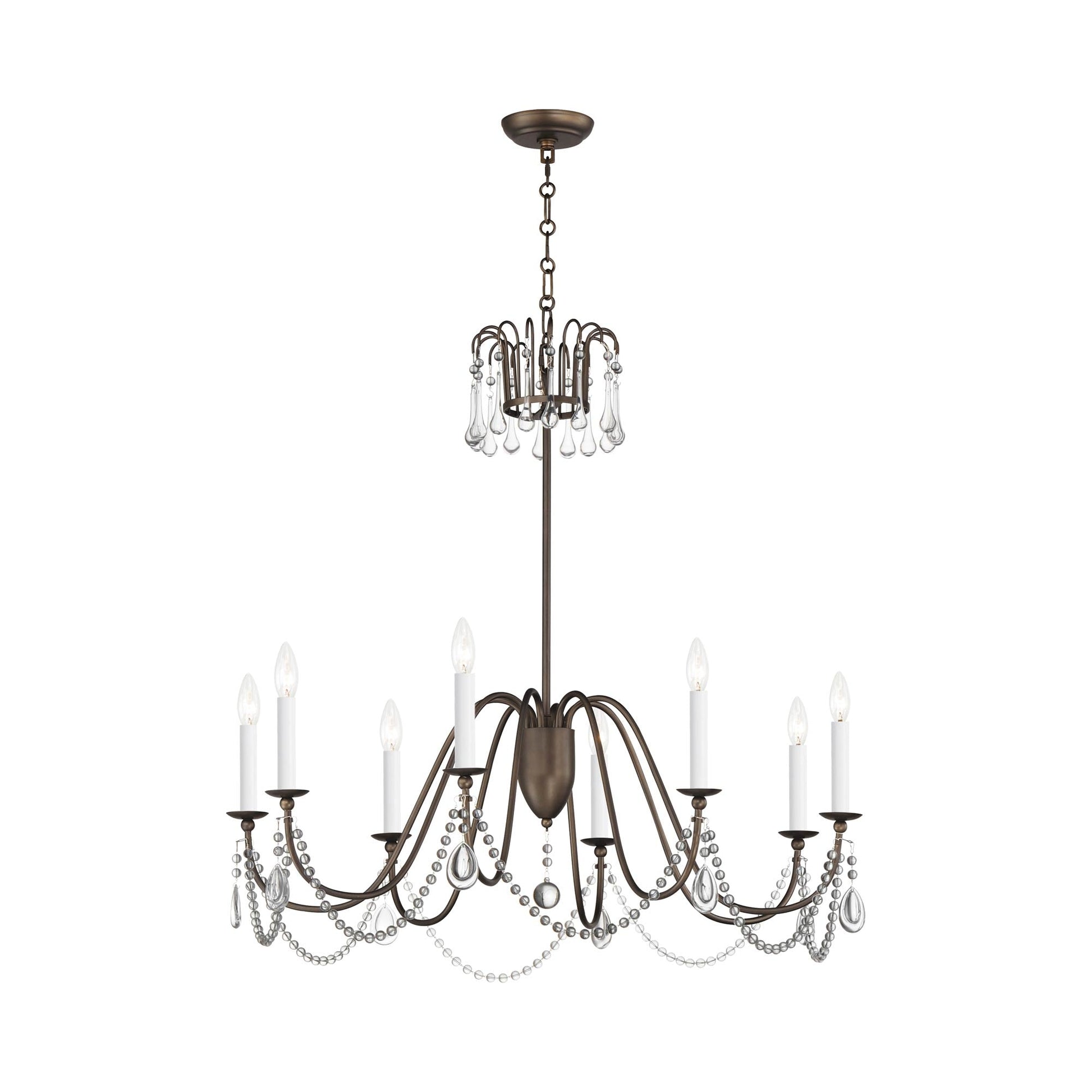 Plumette Chandelier in Chestnut Bronze (8-Light/Crystal).