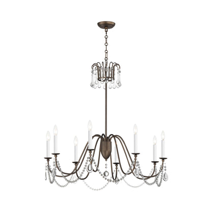 Plumette Chandelier in Chestnut Bronze (8-Light/Crystal).