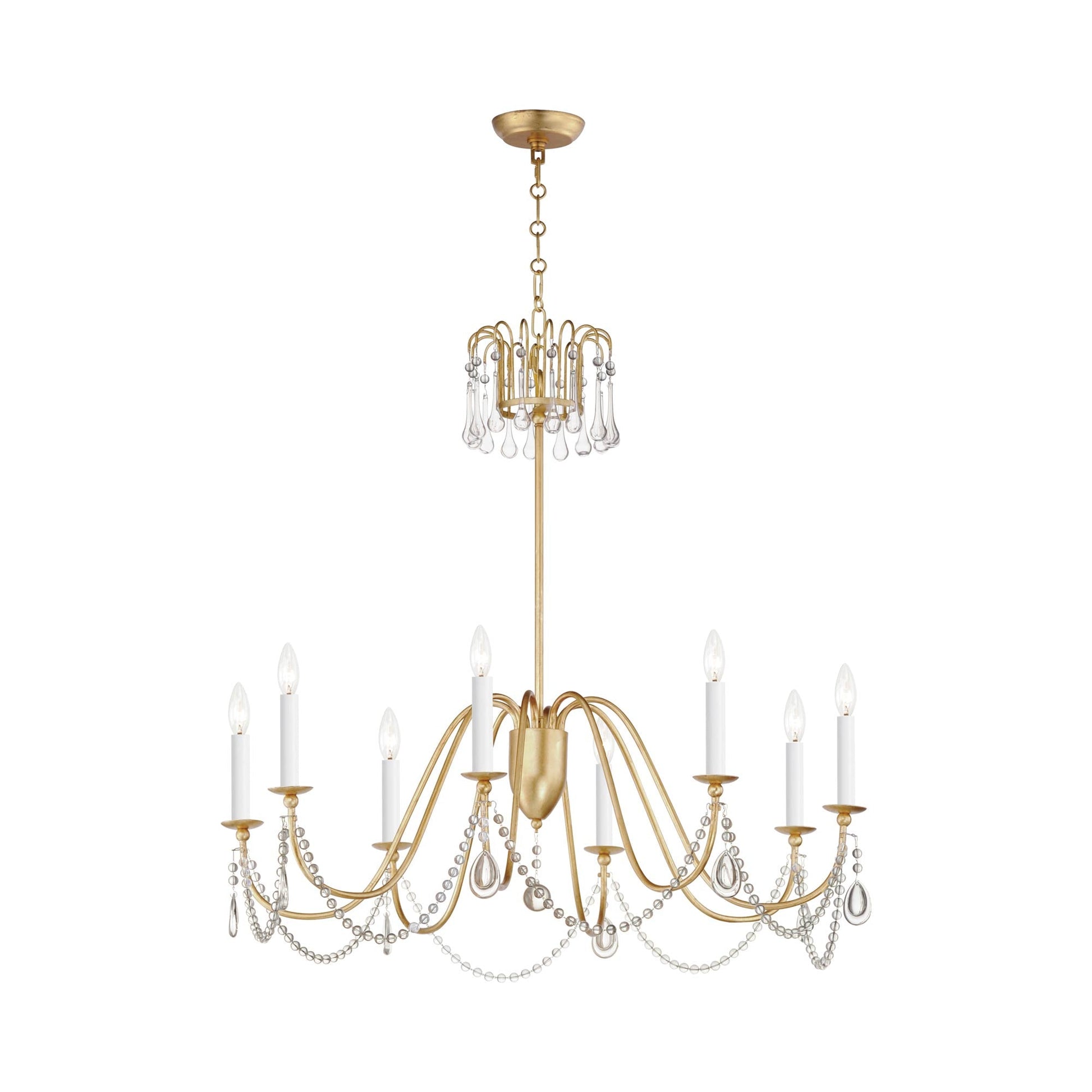 Plumette Chandelier in Gold Leaf (8-Light/Crystal).
