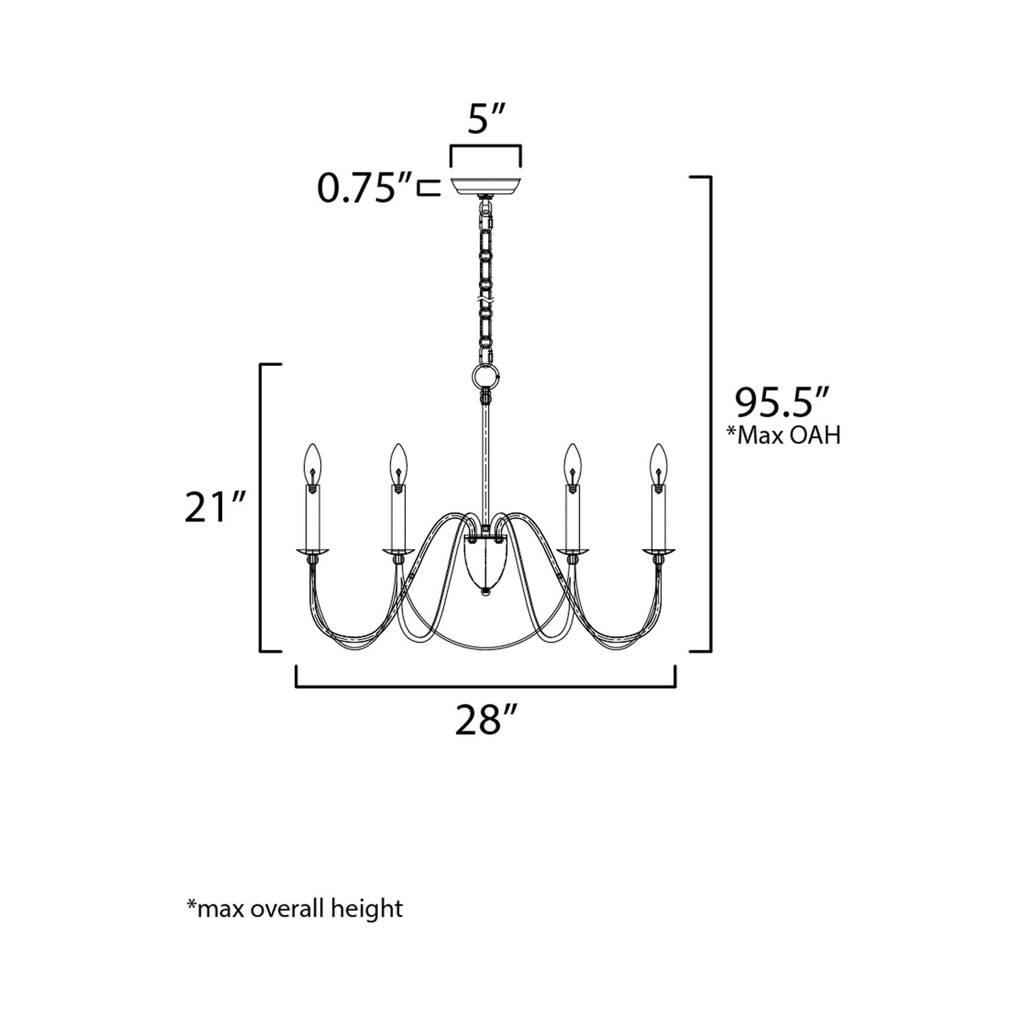 Plumette Chandelier - line drawing