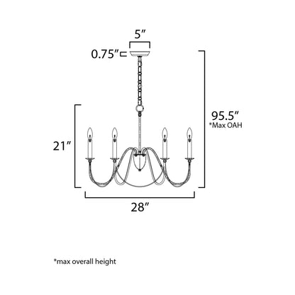 Plumette Chandelier - line drawing