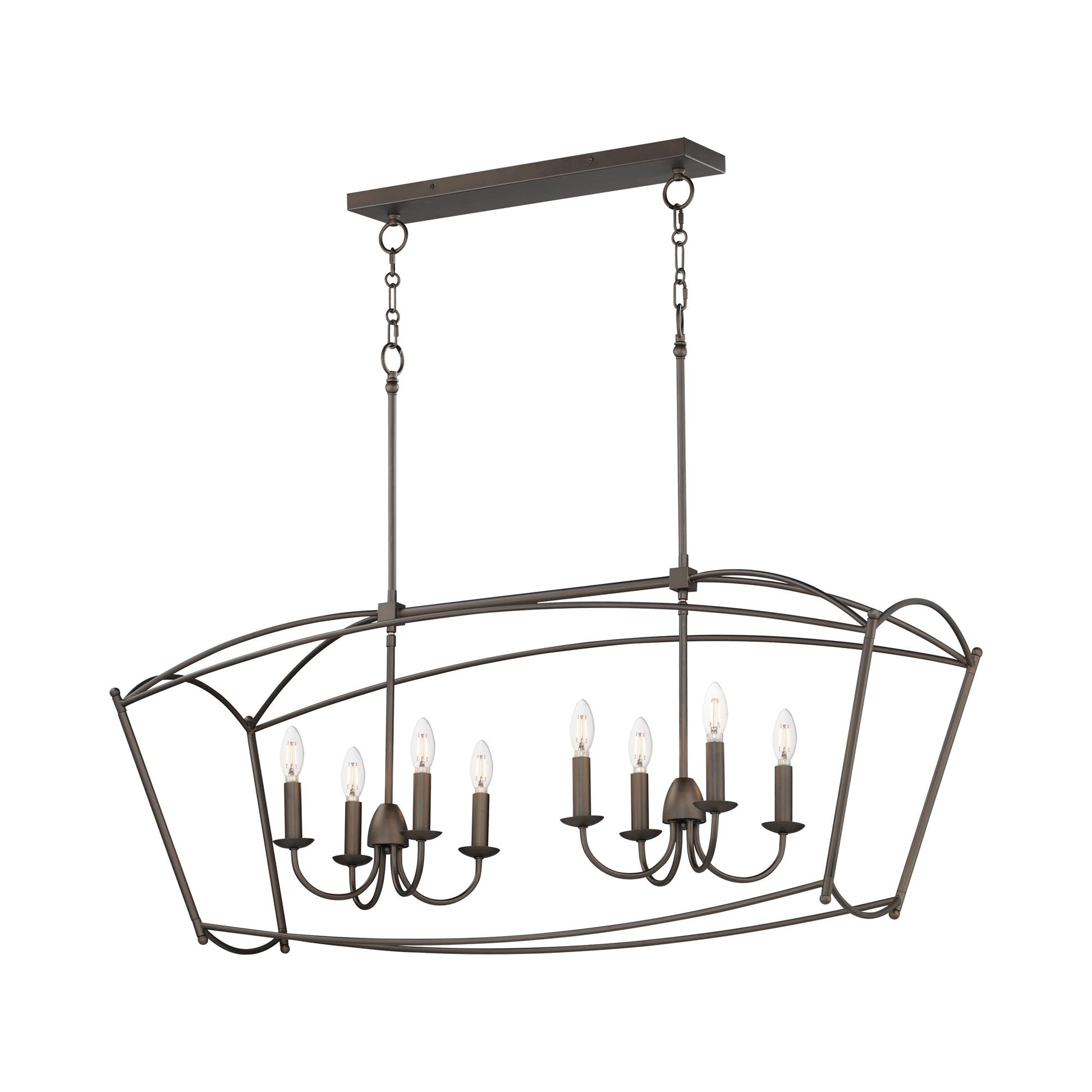 Plumette Linear Pendant Light in Chestnut Bronze.