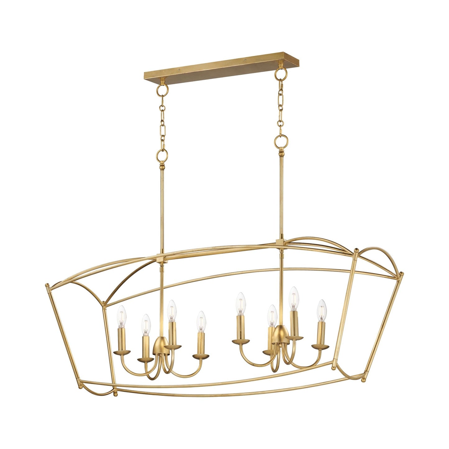 Plumette Linear Pendant Light in Gold Leaf.