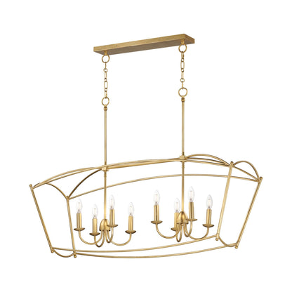 Plumette Linear Pendant Light in Gold Leaf.