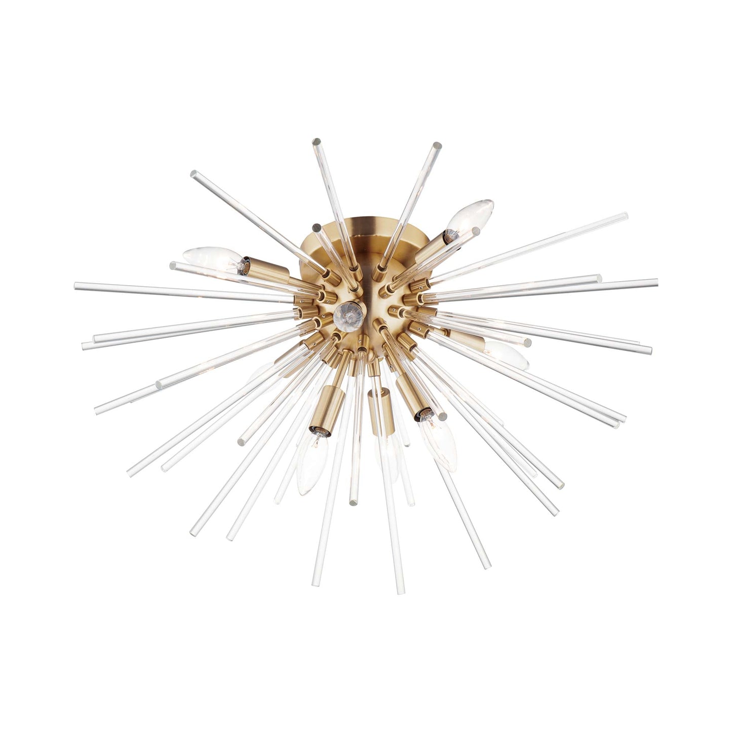 Polaris Flush Mount Ceiling Light in Satin Brass.