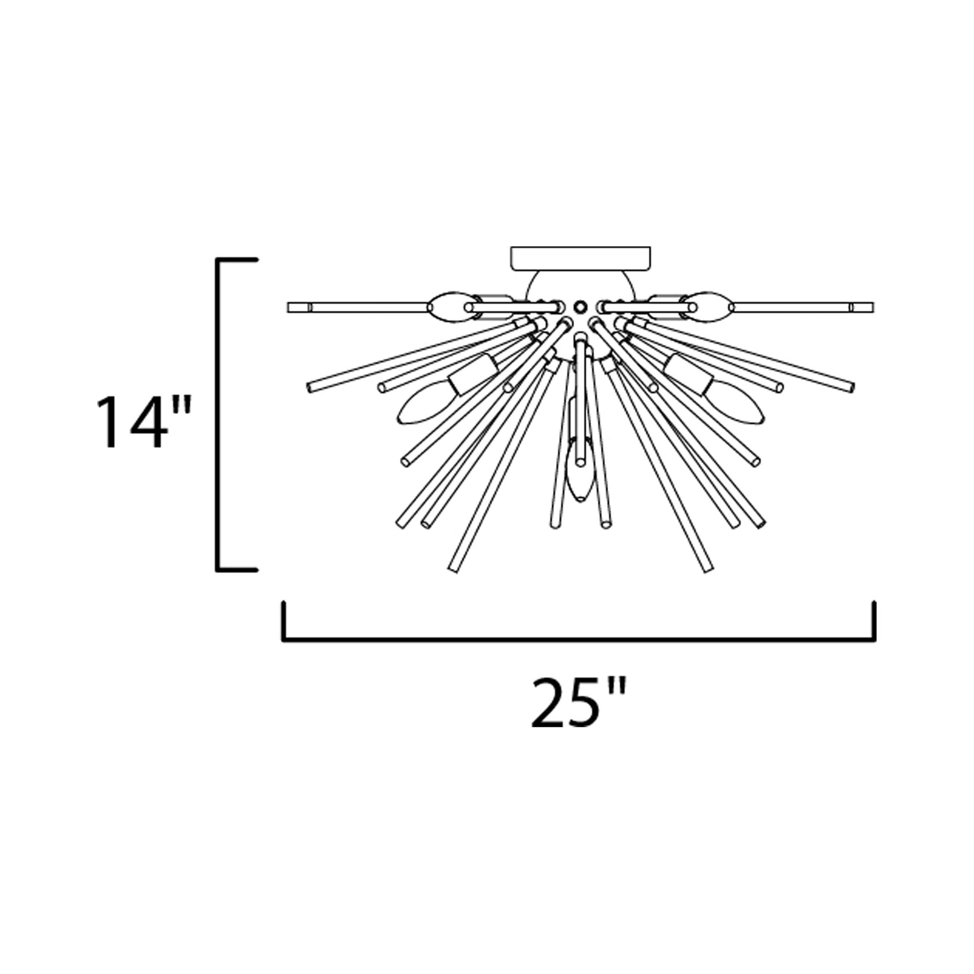 Polaris Flush Mount Ceiling Light - line drawing.