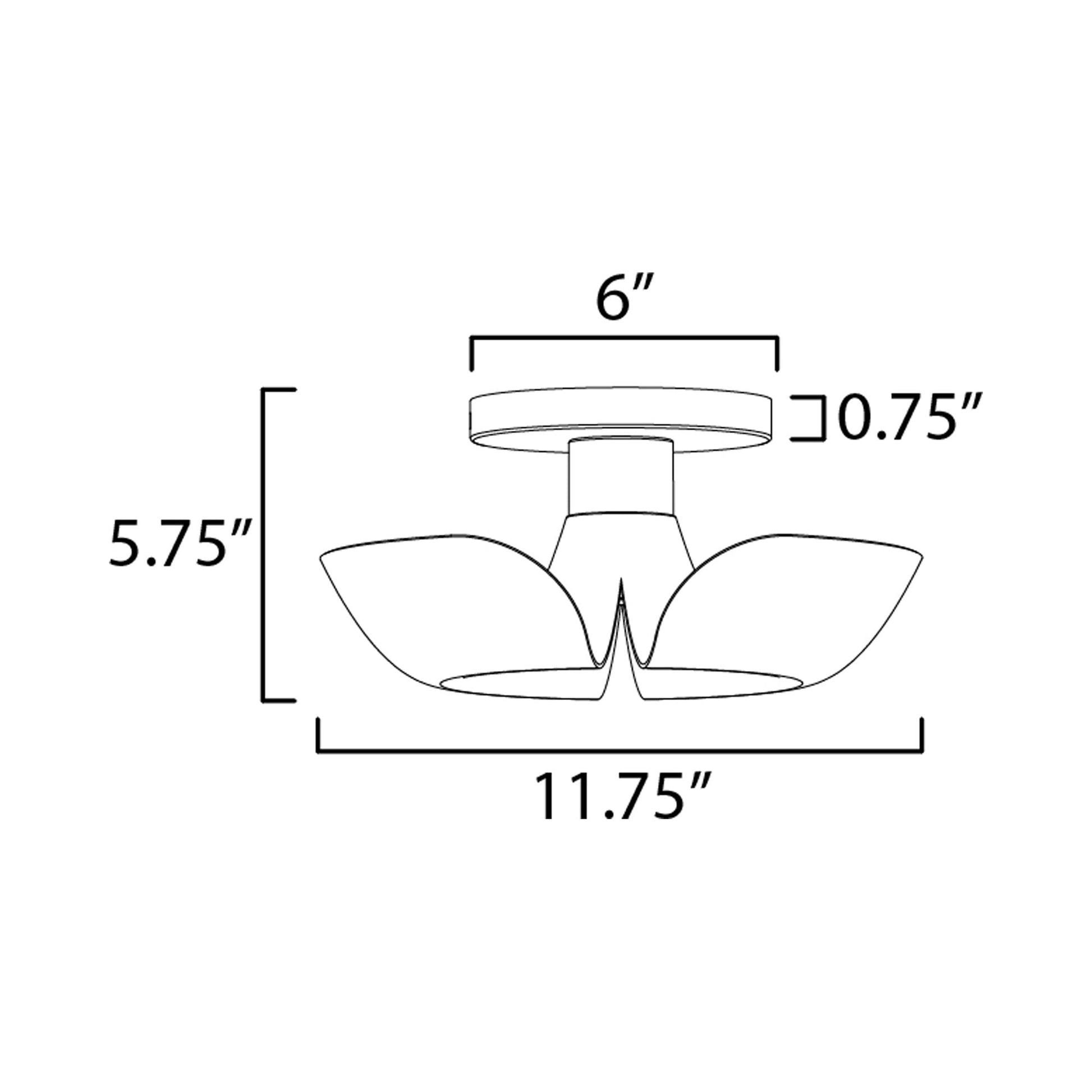 Poppy Flush Mount Ceiling Light - line drawing.